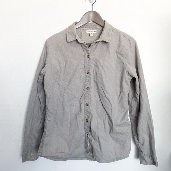 Toad & Co Lightfoot Graphic Button Down Shirt Medium Gray Woven - Picture 1 of 6